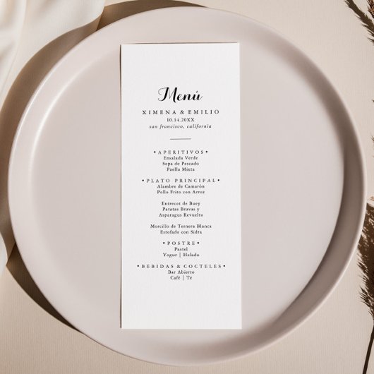 Minimalistisch Spaans diner Menu
