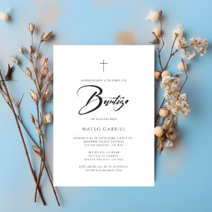 Minimalistisch Spaans Elegante Invitación de Bauti Kaart