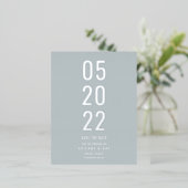 Minimalistisch sparen de Datum Blauw Folie Uitnodiging Briefkaart (Staand Voorkant)