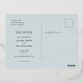 Minimalistisch sparen de Datum Blauw Folie Uitnodiging Briefkaart (Achterkant)