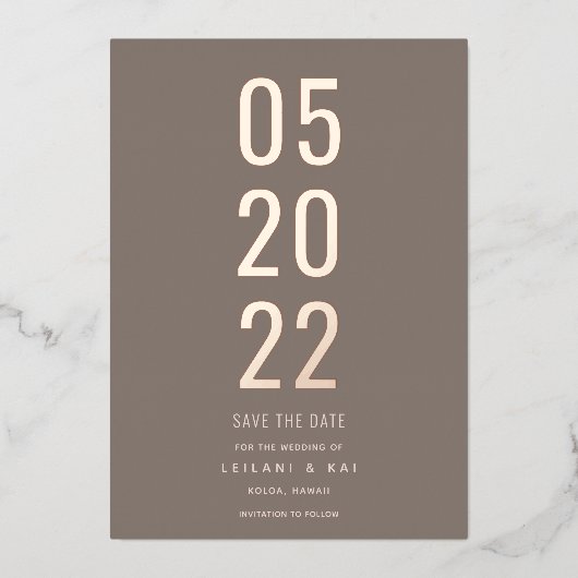Minimalistisch sparen de Datum Chocolade Folie Uitnodiging (Voorkant)