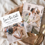 Minimalistisch sparen de Datum Handgeschreven Foto Save The Date<br><div class="desc">Moderne en elegante handgeschreven de Foto van het Manuscript sparen de Kaart van de Weddenschap van de Datum. Sparen de datumuitnodigkaart omvat een chic en stijlvolle typografie met een eenvoudig en minimalistisch ontwerp op een witte achtergrond die u uw aangepast afbeelding van de de fotografie van het verloving kunt toevoegen...</div>