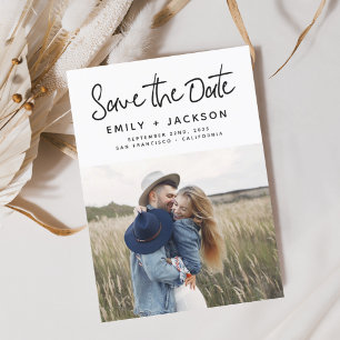 Minimalistisch sparen de Datum Handgeschreven Foto Save The Date