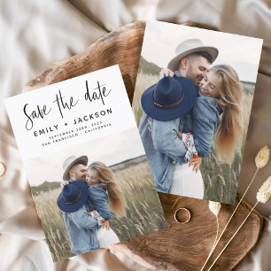 Minimalistisch sparen de Datum Handgeschreven Foto Save The Date