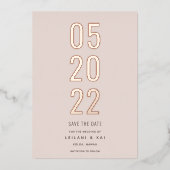 Minimalistisch sparen de Datum Stusty Roze Folie Uitnodiging (Voorkant)