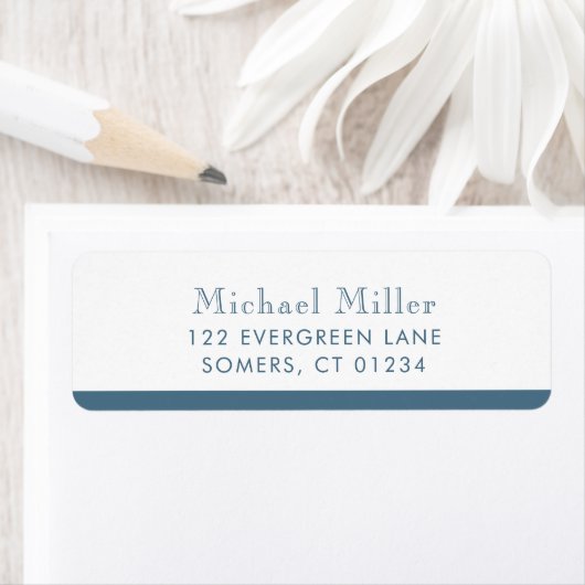 Minimalistisch speciaal aangepast Stripe Dusty Blu Etiket (Insitu)
