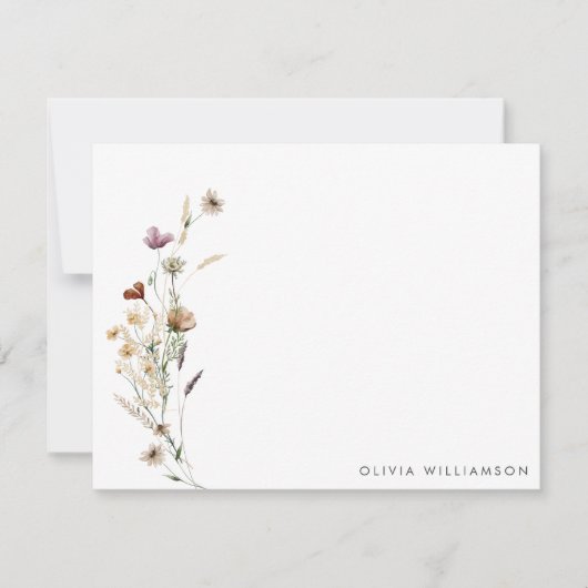 Minimalistisch speciaal voor wilde bloemen ontworp notitiekaartje (Voorkant)