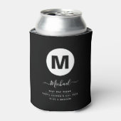 Minimalistisch speciaal zwart-wit monogram blikjeskoeler (Blikje Voorkant)