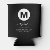 Minimalistisch speciaal zwart-wit monogram blikjeskoeler (Voorkant)