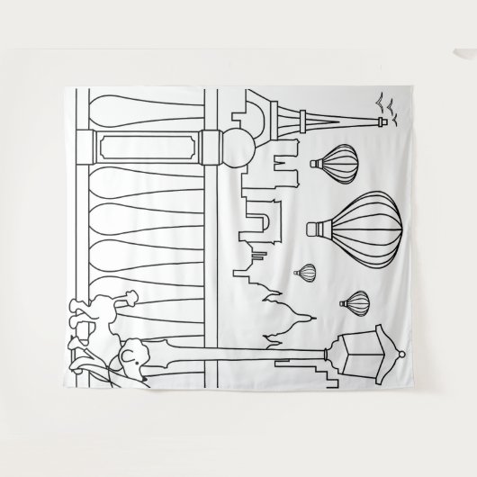 Minimalistisch stadsprofiel van Parijs wandtapijt Wandkleed (Voorkant (horizontaal))