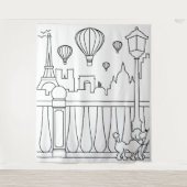 Minimalistisch stadsprofiel van Parijs wandtapijt Wandkleed (Voorkant)