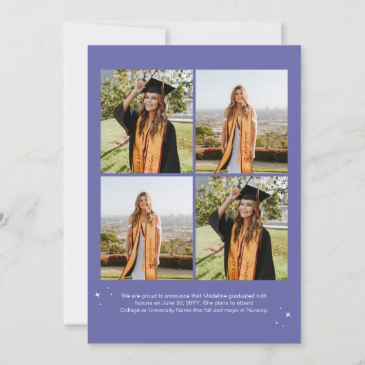 Minimalistisch Star Arch 5 Photo Afstuderen Aankondiging (Achterkant)