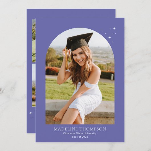 Minimalistisch Star Arch 5 Photo Afstuderen Aankondiging (Voorkant / Achterkant)