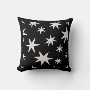 Minimalistisch sterrenpatroon kussen – 16x16 Zwart
