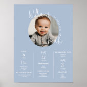 Minimalistisch sterretblauw eerste geboortemijlste poster (Voorkant)