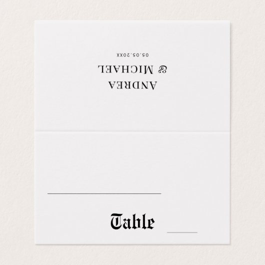Minimalistisch  Stijl Trouwtafel Nummer Kaart (Buitenkant ongevouwen)