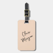 Minimalistisch stijlvol chic beige gepersonaliseer bagagelabel (Voorkant verticaal)