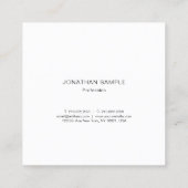 Minimalistisch stijlvol design — witte Professiona Vierkante Visitekaartje (Achterkant)