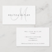 Minimalistisch stijlvol grijs monogram visitekaartje (Voorkant / Achterkant)