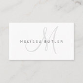Minimalistisch stijlvol grijs monogram visitekaartje (Voorkant)