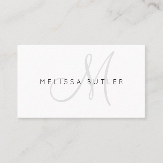 Minimalistisch stijlvol grijs monogram visitekaartje (Voorkant)