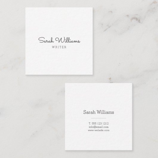 Minimalistisch stijlvol handgeschreven Script Squa Vierkante Visitekaartje (Voorkant / Achterkant)