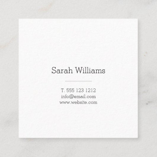 Minimalistisch stijlvol handgeschreven Script Squa Vierkante Visitekaartje (Achterkant)
