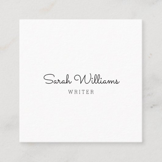 Minimalistisch stijlvol handgeschreven Script Squa Vierkante Visitekaartje (Voorkant)