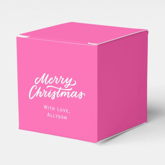 Minimalistisch stijlvol helder roze vrolijk kerstf bedankdoosjes (Voorkant Zijde)