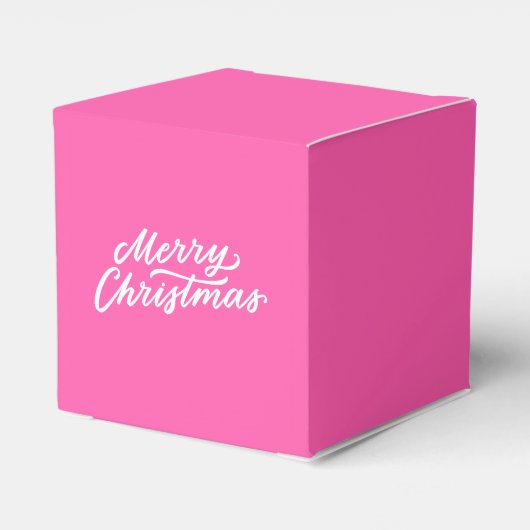 Minimalistisch stijlvol helder roze vrolijk kerstf bedankdoosjes (Achterkant)