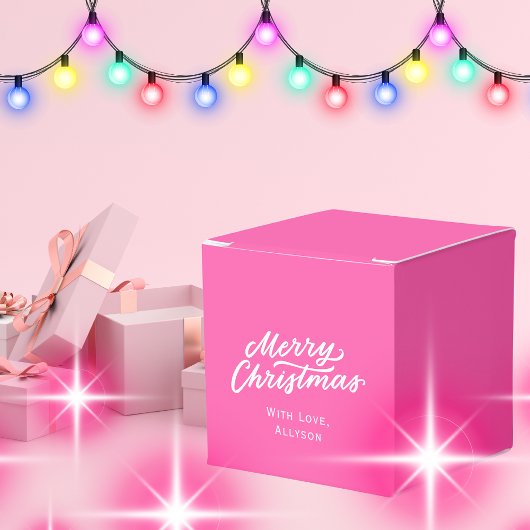 Minimalistisch stijlvol helder roze vrolijk kerstf bedankdoosjes