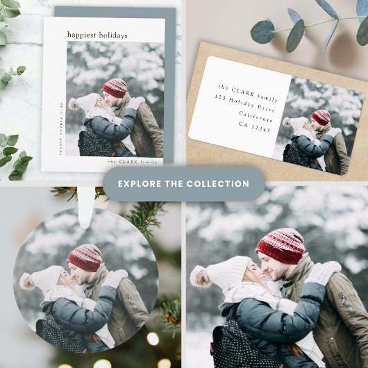 Minimalistisch stijlvol kerstfotoadres etiket