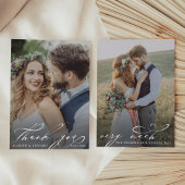 Minimalistisch Stijlvol Manuscript 2 Fotobruiloft Bedankkaart