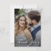 Minimalistisch Stijlvol Manuscript 2 Fotobruiloft Bedankkaart (Voorkant)