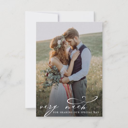 Minimalistisch Stijlvol Manuscript 2 Fotobruiloft Bedankkaart (Achterkant)