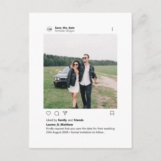 Minimalistisch stijlvol modern aangepast fotoinsta aankondigingskaart (Voorkant)
