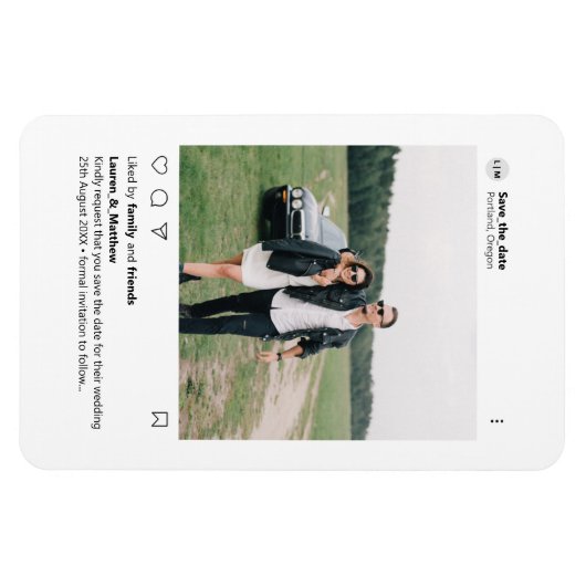 Minimalistisch stijlvol modern aangepast fotoinsta magneet (Horizontaal)