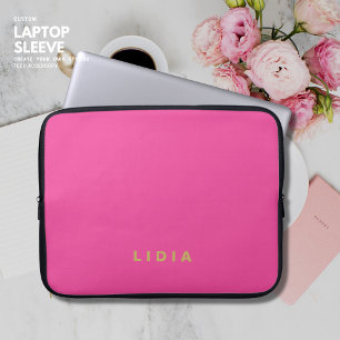 Minimalistisch Stijlvol Modern Roze Goud Monogram Laptop Sleeve