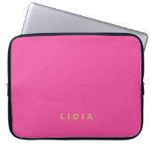 Minimalistisch Stijlvol Modern Roze Goud Monogram Laptop Sleeve (Voorkant)