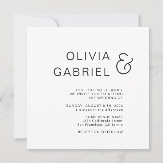 Minimalistisch stijlvol. Modern White Wedding Kaart (Voorkant)