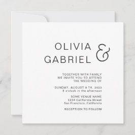 Minimalistisch stijlvol. Modern White Wedding Kaart