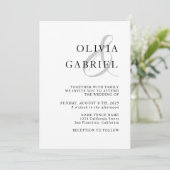 Minimalistisch stijlvol. Modern wit en zwart huwel Kaart (Staand voorkant)