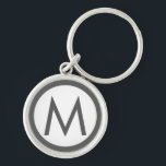 Minimalistisch Stijlvol Monogram Initiaal Grijs Sleutelhanger<br><div class="desc">Het moderne,  minimalistische ontwerp biedt een stijlvol monogram initiaal in grijs en wit.</div>