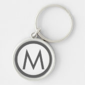 Minimalistisch Stijlvol Monogram Initiaal Grijs Sleutelhanger (Voorkant)