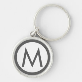 Minimalistisch Stijlvol Monogram Initiaal Grijs Sleutelhanger