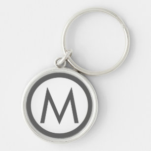 Minimalistisch Stijlvol Monogram Initiaal Grijs Sleutelhanger