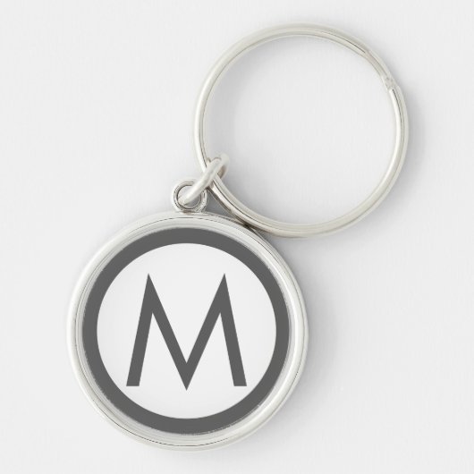 Minimalistisch Stijlvol Monogram Initiaal Grijs Sleutelhanger (Voorkant)
