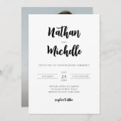 Minimalistisch Stijlvol script foto-bruiloft Kaart (Voorkant / Achterkant)