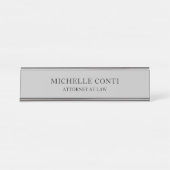 Minimalistisch stijlvol, stijlvol, zilver grijs bureau naambordje (Voorkant)