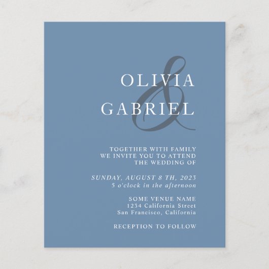 Minimalistisch stijlvol. Typografie blue Wedding I Flyer (Voorkant)